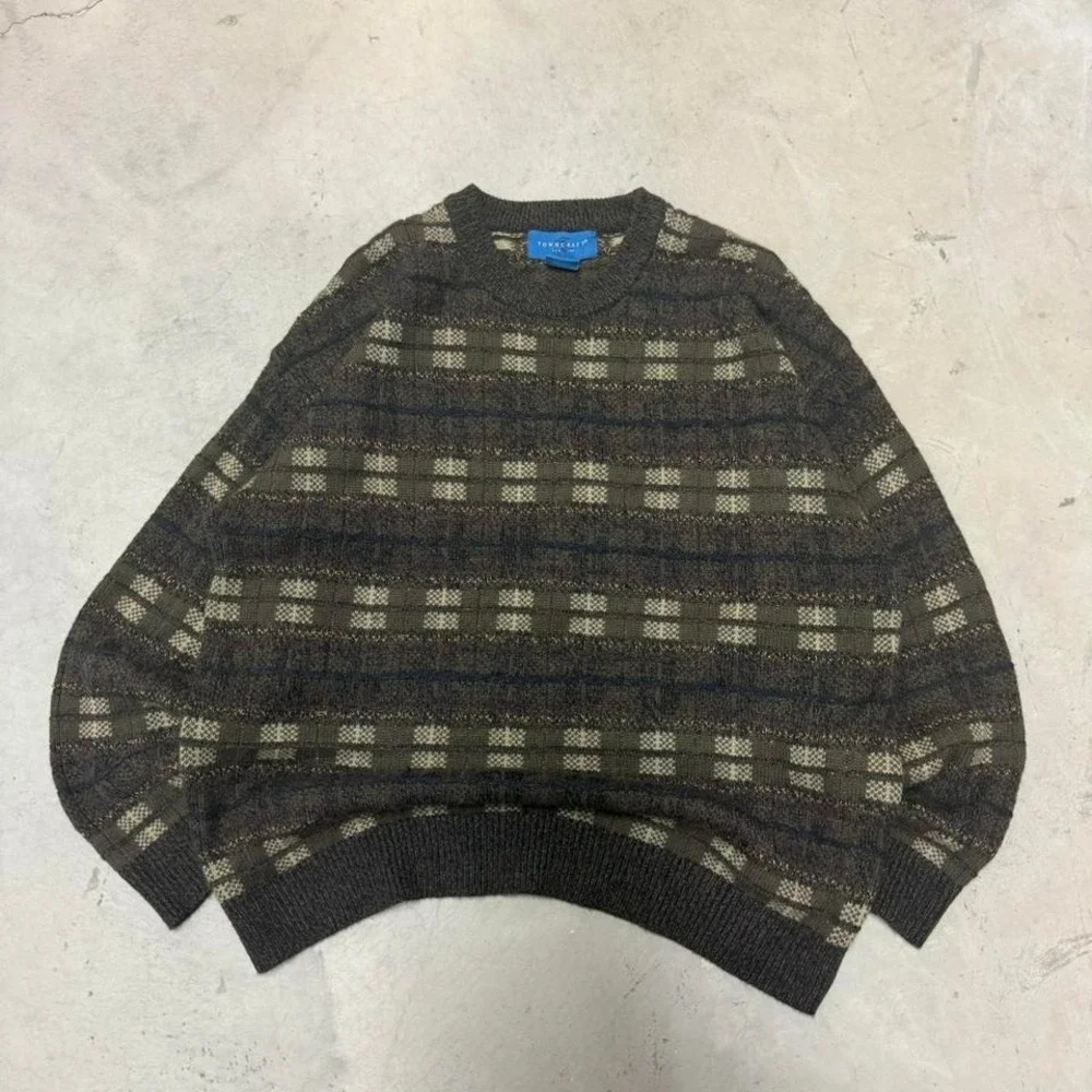 Vintage 1990s Multi Colored‎ Plad Knit Sweater